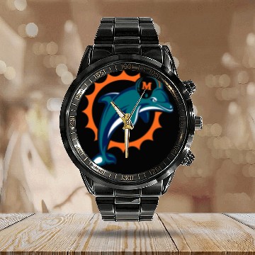 Discover Miami Dolphins, Miami Dolphins Football | Miami Dolphin Calendar Steel Band Watch