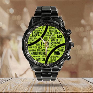 Discover Tennis Quote Calendar Steel Band Watch