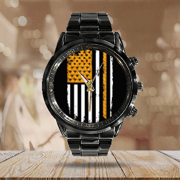 Discover American Flag Beekeeping - Beekeeper - Honey Bee Calendar Steel Band Watch