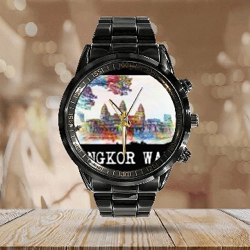 Discover Angkor Wat Calendar Steel Band Watch