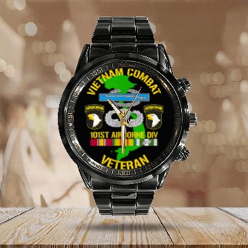 Discover 101st airborne division vietnam combat veteran Calendar Steel Band Watch