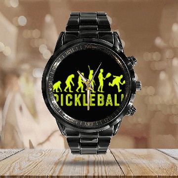 Discover Evolution of Pickleball Calendar Steel Band Watch