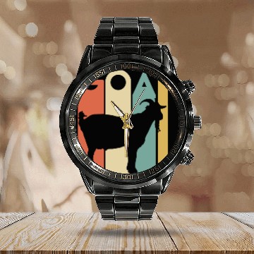 Discover Retro vintage Goat Calendar Steel Band Watch