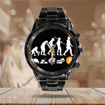 Discover Bitcoin Evolution of Money | A BTC Crypto Calendar Steel Band Watch