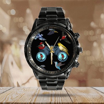 Discover Birdwatching Bird Nerd Great Bird Watcher Calendar Steel Band Watch Binoculars