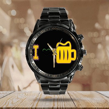 Discover I love beer I love beer Calendar Steel Band Watch