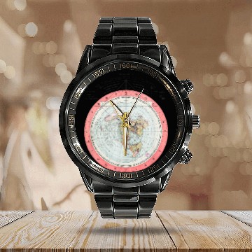 Discover Flat Earth Theory World Map - Funny Conspiracy Theory Calendar Steel Band Watch Calendar Steel Band Watch