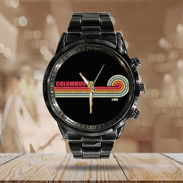 Discover Columbus Ohio City State Hometown Vintage Calendar Steel Band Watch