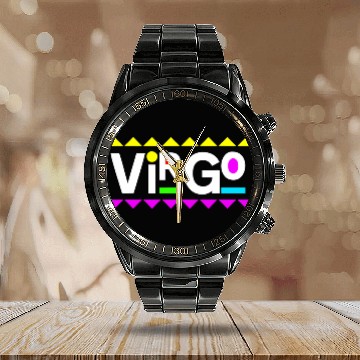 Discover Virgo Zodiac Design 90s Style Calendar Steel Band Watch
