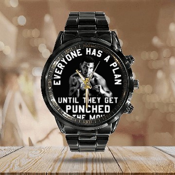 Discover Mike Tyson Retro Inspired Calendar Steel Band Watch, Vintage Mike Tyson Calendar Steel Band Watch