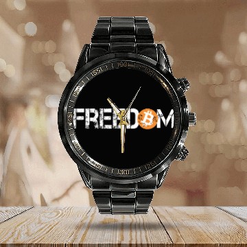 Discover Bitcoin is Freedom Hodl Crypto Currency Trading Calendar Steel Band Watch
