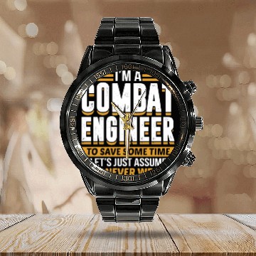 Discover Combat Engineer I’m Never Wrong Calendar Steel Band Watch