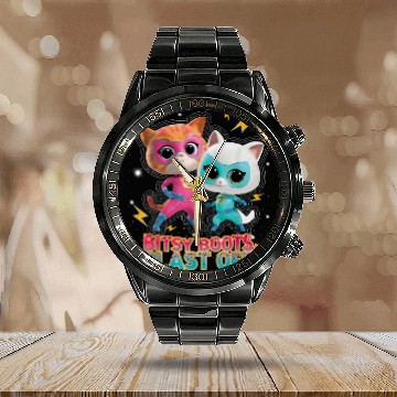 Discover Disney Junior SuperKitties Ginny and Bitsy Boots Blast Off! Calendar Steel Band Watch