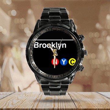 Discover Brooklyn Subway Sign - New York City - Calendar Steel Band Watch