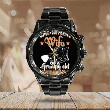 Discover long suffering wife of a grumpy old veteran Calendar Steel Band Watch