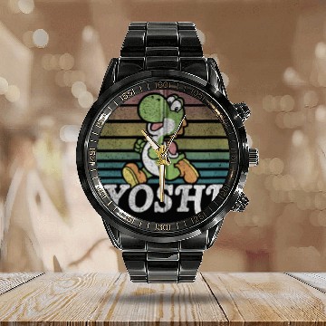 Discover Super Mario Yoshi Retro Line Run Portrait Zip Gift Calendar Steel Band Watch