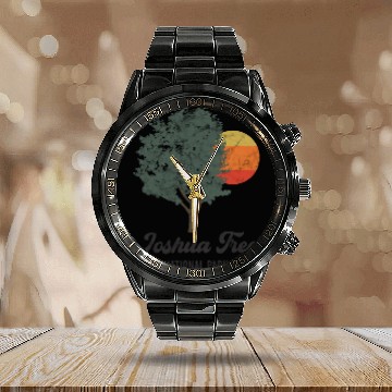 Discover Retro Joshua Tree National Park Vintage Hiking Camping Calendar Steel Band Watch