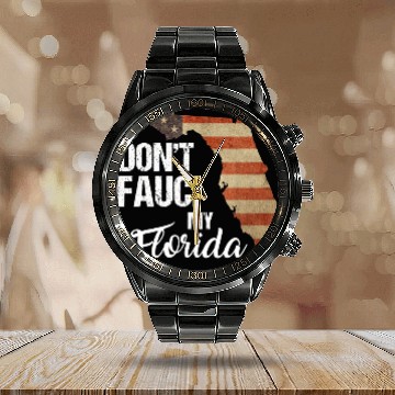 Discover Do Not Fa.uci My Florida Calendar Steel Band Watch
