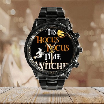 Discover Halloween Witch Its Hocus Pocus Time Witches Calendar Steel Band Watch