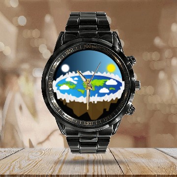 Discover Flat Earth Calendar Steel Band Watch