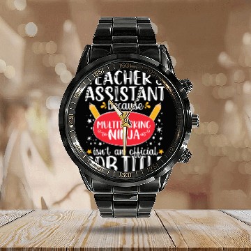 Discover Teacher Assistant School Ninja Appreciation Calendar Steel Band Watch