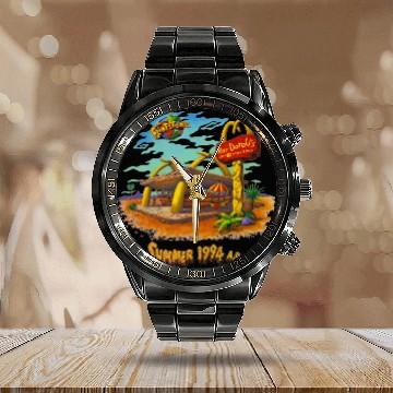 Discover Vintage 1990s McDonalds Flintstones Promo Calendar Steel Band Watch