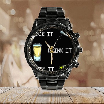 Discover Funny Tequila Lick Salt Drink It Suck Lime Drinking Calendar Steel Band Watch