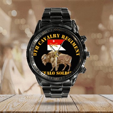 Discover Army - 9th Cavalry Regiment - Buffalo Soldiers Calendar Steel Band Watch