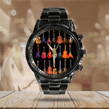 Discover Cute Guitar Rock N Roll Musical Instruments Calendar Steel Band Watch