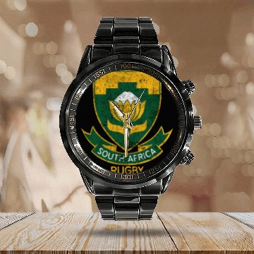 Discover South African Rugby - Vintage Protea logo Calendar Steel Band Watch