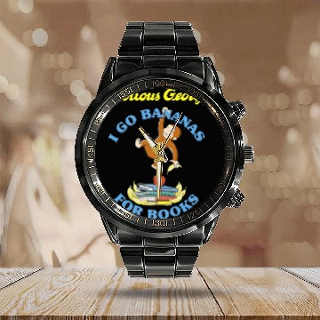 Discover Curious George I Go Bananas For Books Book Stack Calendar Steel Band Watch