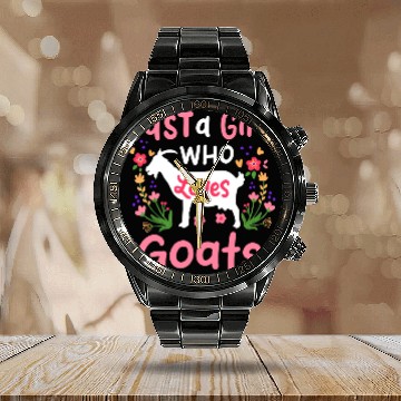 Discover Goats Goat Rancher Farm Calendar Steel Band Watch