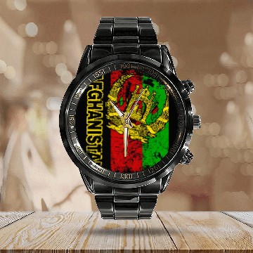 Discover Vintage Afghanistan Flag Calendar Steel Band Watch