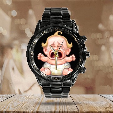 Discover crybaby big baby colicky diaper cry Calendar Steel Band Watch