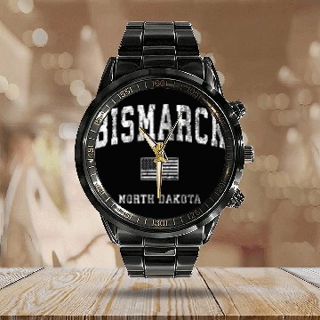Discover Bismarck North Dakota Calendar Steel Band Watch