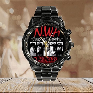 Discover NWA Straight Outta Compton Old School Hip Hop Rap Calendar Steel Band Watch
