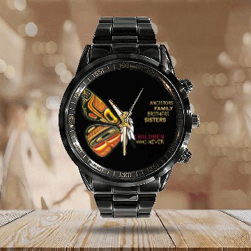 Discover I Pray For My Ancestors Classic Calendar Steel Band Watch