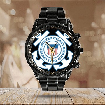 Discover U.S. Coast Guard Veteran Men's Quick-Drying Calendar Steel Band Watch