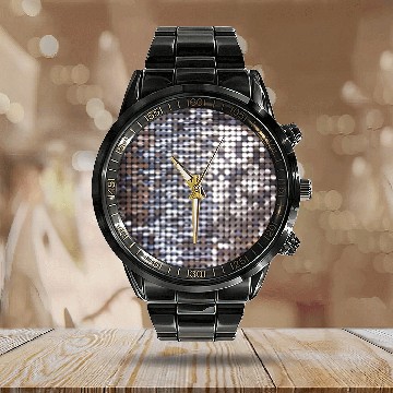 Discover Silver Sparkling Sequin Look Calendar Steel Band Watch