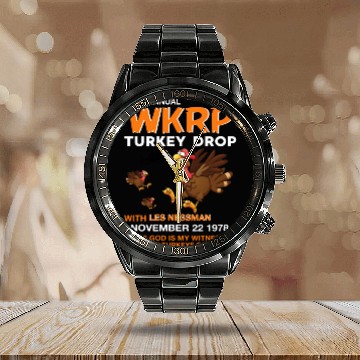 Discover Thankgiving First Annual WKRP Turkey drop with les Calendar Steel Band Watch