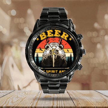 Discover Beer Is My Spirit Animal Bear Deer Beer Calendar Steel Band Watch