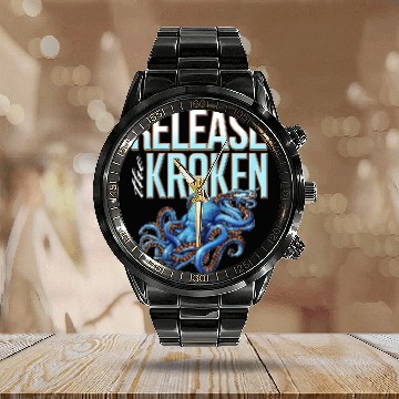 Discover Release the Kraken Great Octopus Monster Calendar Steel Band Watch