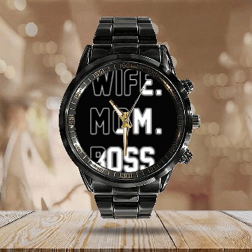 Discover Wife Mom Boss Calendar Steel Band Watch