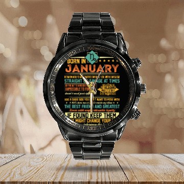 Discover Born in January Capricorn Zodiac Calendar Steel Band Watch