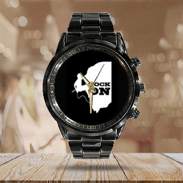 Discover Rock On Climber Telluride Climbing Summit Boulder Calendar Steel Band Watch