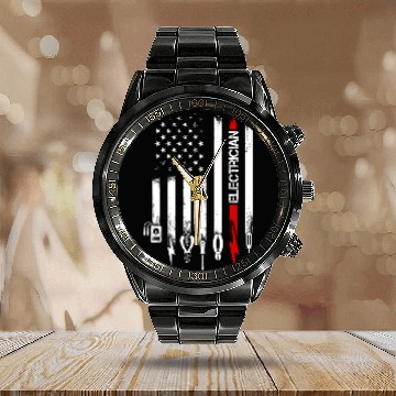 Discover American Flag With Electrician Calendar Steel Band Watch