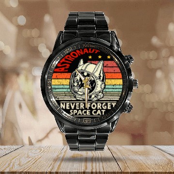 Discover Astronaut cat Retro space cat Calendar Steel Band Watch