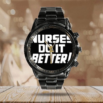 Discover Nurses do it better as worn by Robert Plant Calendar Steel Band Watch