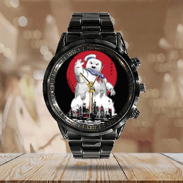 Discover Marshmallow man sumi-e - Ghostbusters - Calendar Steel Band Watch