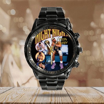 Discover Night Night Steph Curry Signatue Printed Black Unisex Calendar Steel Band Watch
